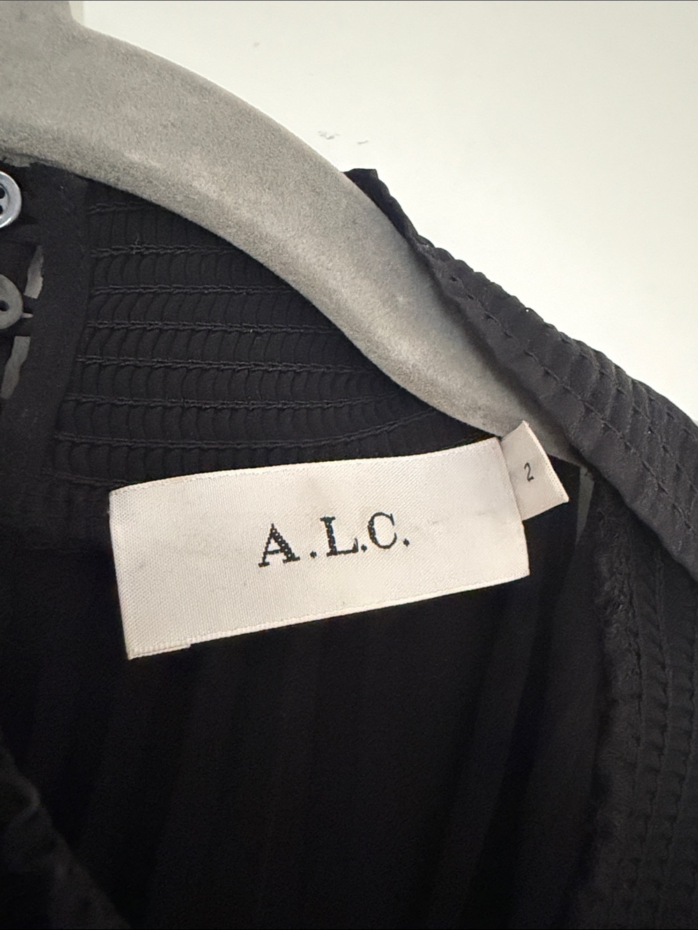A.L.C Black Pleated High-Neck Midi Dress, US2 - Picture 3 of 5